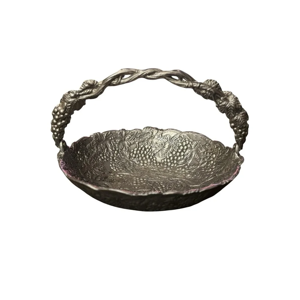 Arthur Court Centerpiece Serving Bowl Basket w/Hinged‎ Handle Fall